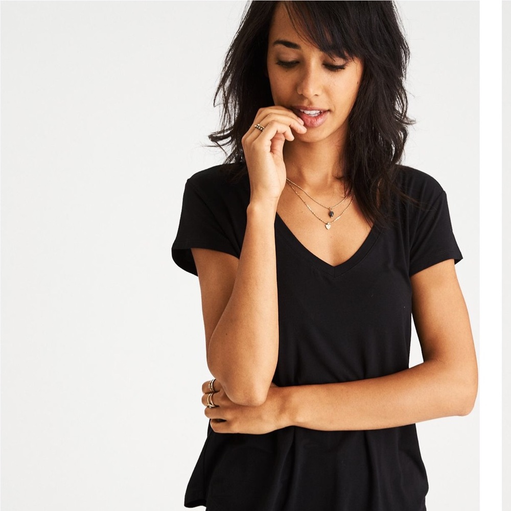 Black soft and sexy v neck